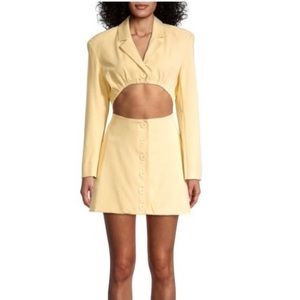 Danielle Bernstein yellow cut out blazer dress
